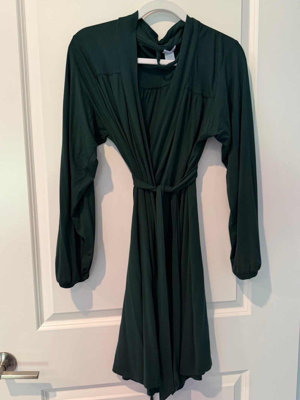 LAKE Women's Dark Green Long Sleeve Wrap Robe